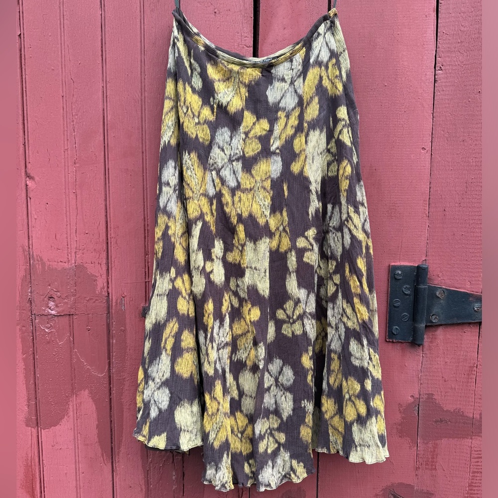 Vintage y2k 100% silk Jones New York Skirt midi flutter chiffon 90s XS small 2